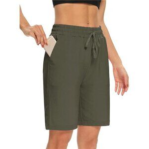 Womens Yoga Shorts Army Green
